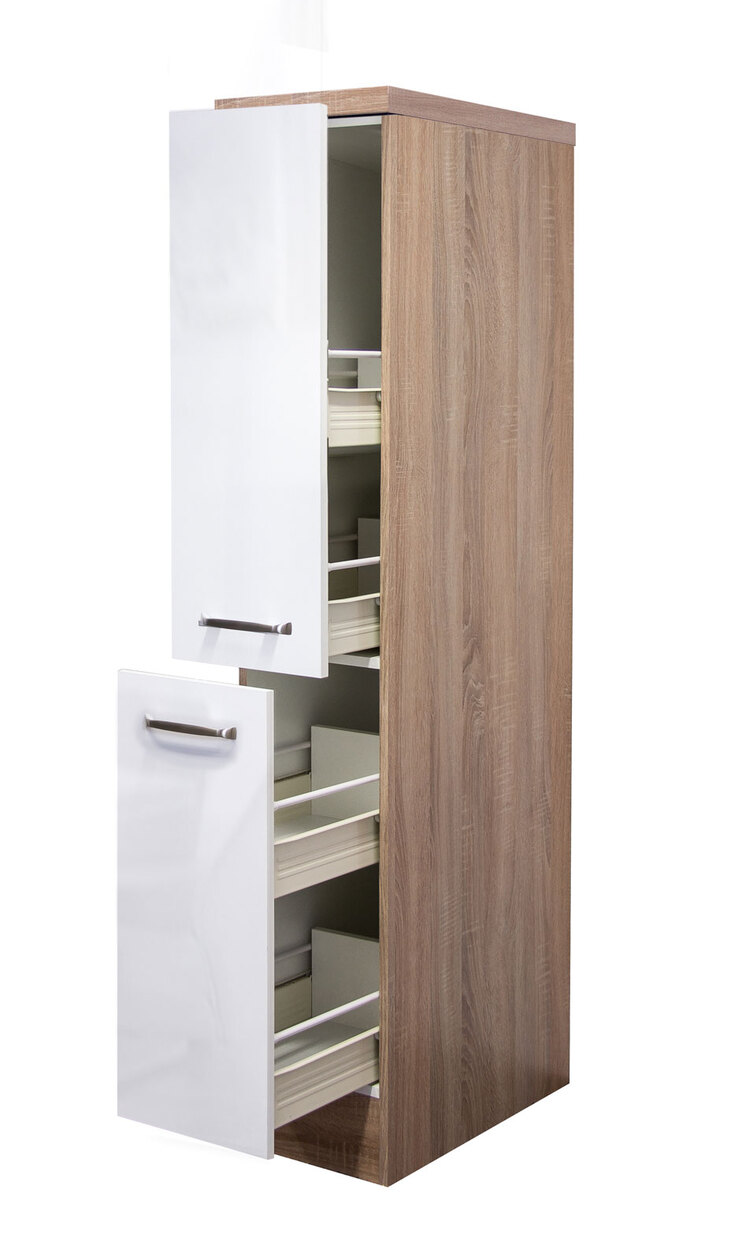 Küchen Apothekerschrank VALERO Eiche/ weiß