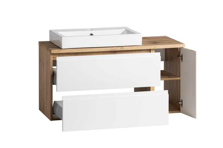 Badkombination GENT weiß/braun 105cm