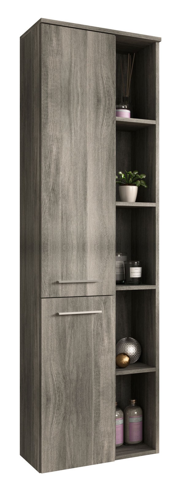 Bad Hängeschrank YORK 50 x 174 cm Rauchsilber grau