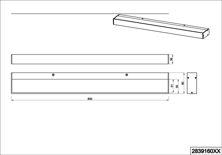TRIO LED Badlampe ROCCO 60 cm silberfarbig