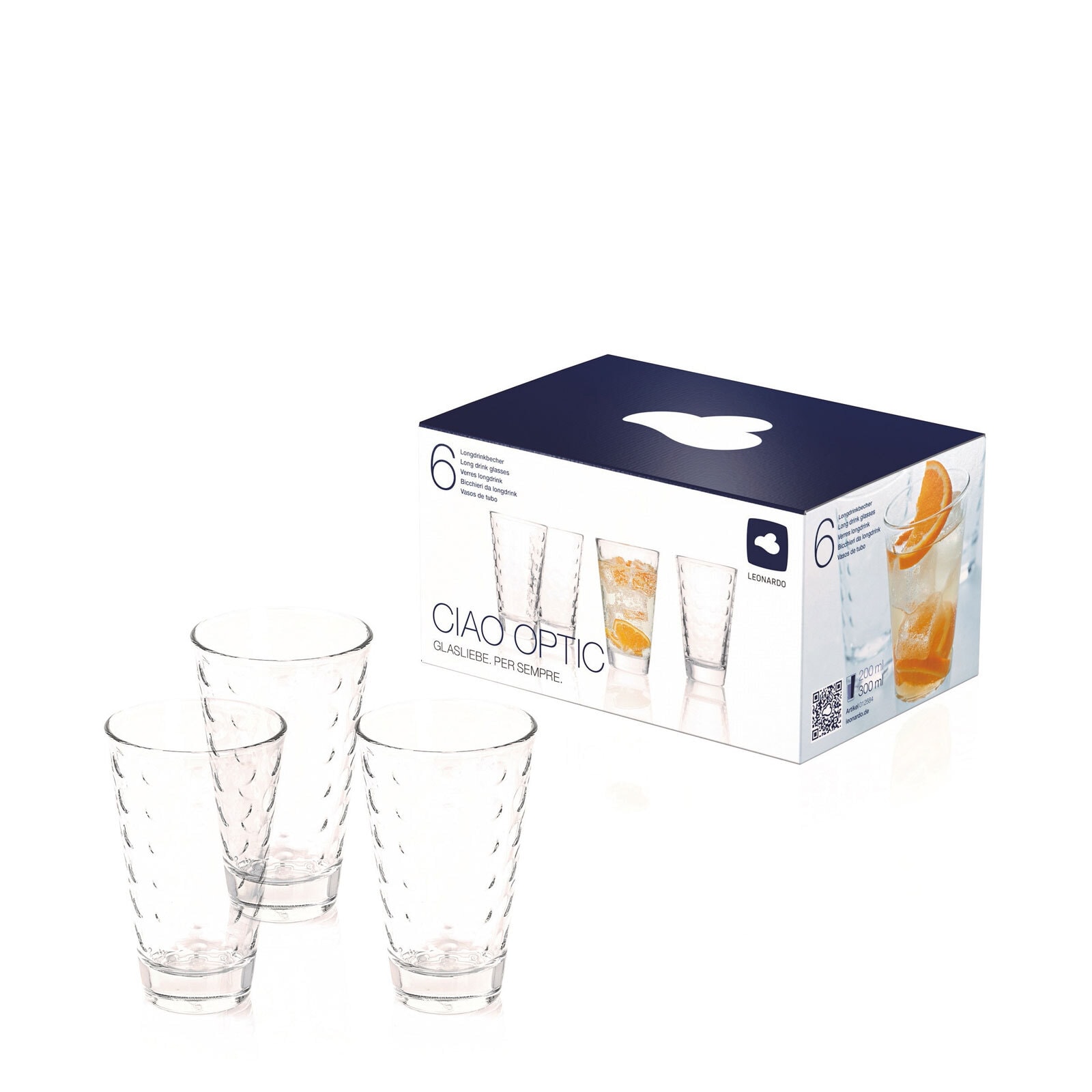 LEONARDO Longdrinkglas OPTIC 6er Set transparent