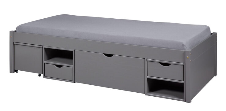 Stauraum-/Funktionsbett LAURO 90 x 200 cm grau