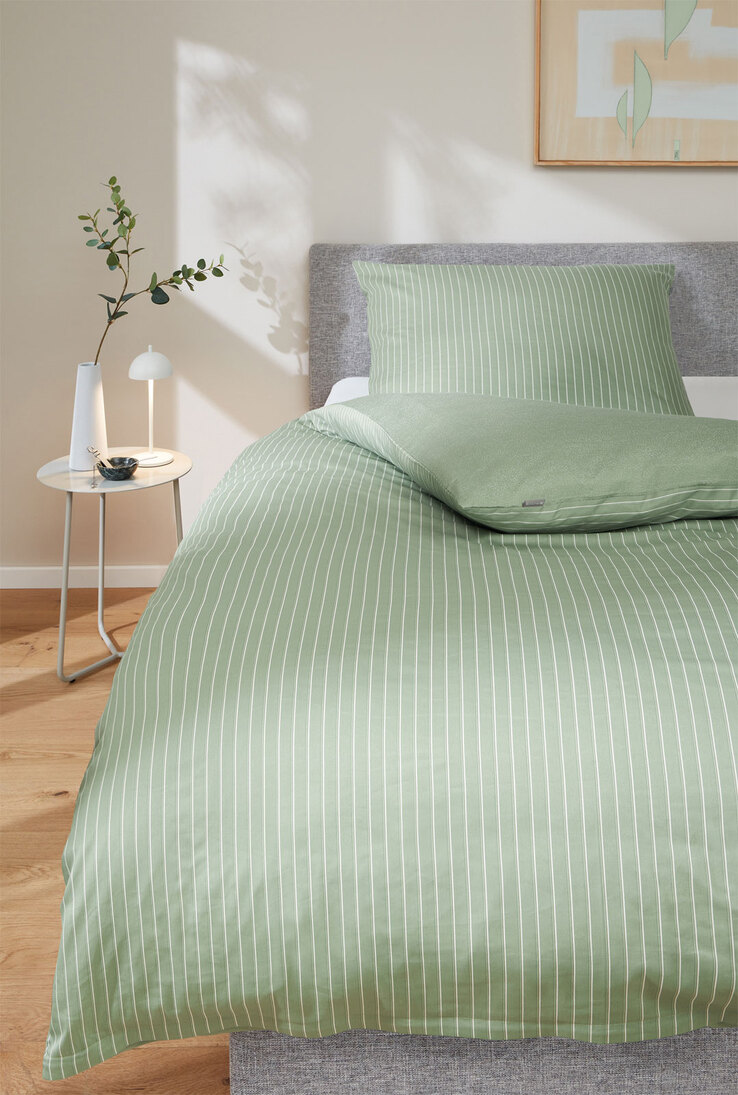 Musterring Satin-Bettwäsche MR-NEEDLSTRIPE 155 x 220 cm salbei