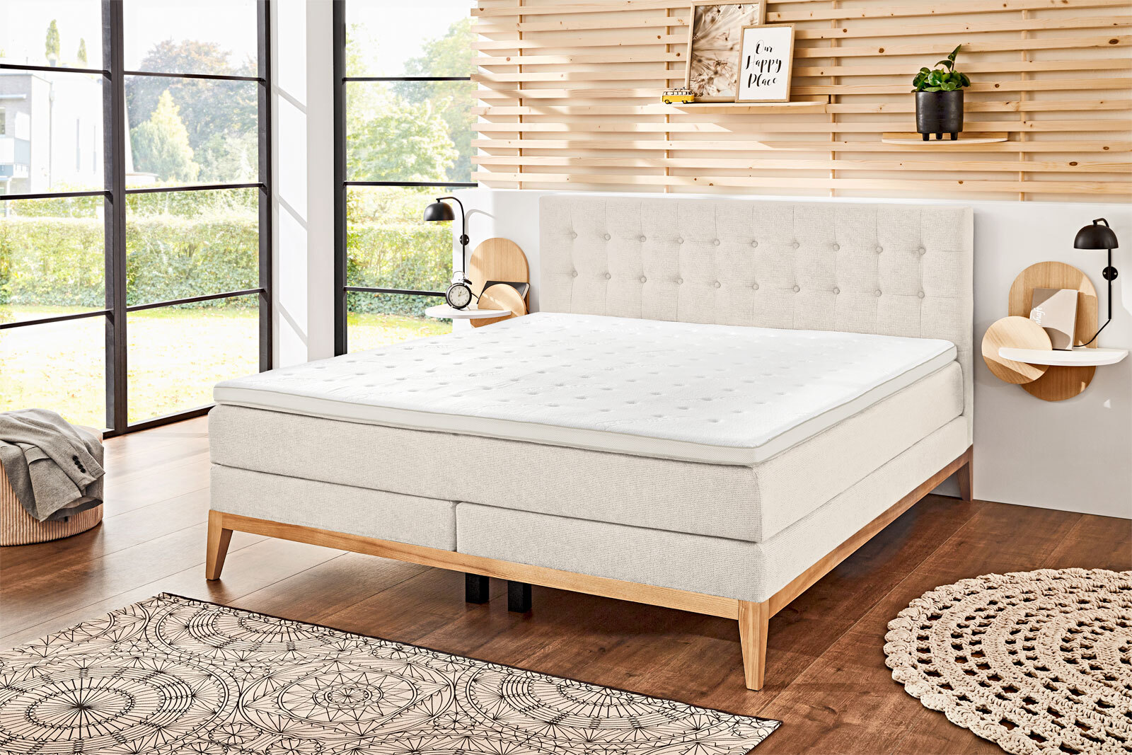 CASAVANTI Boxspringbett WESTWOOD beige/ braun