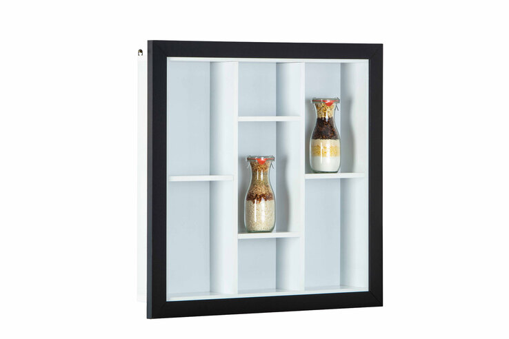 Sammlervitrine LENNY 66,5x66,5x13,7 cm Schwarz/Weiß