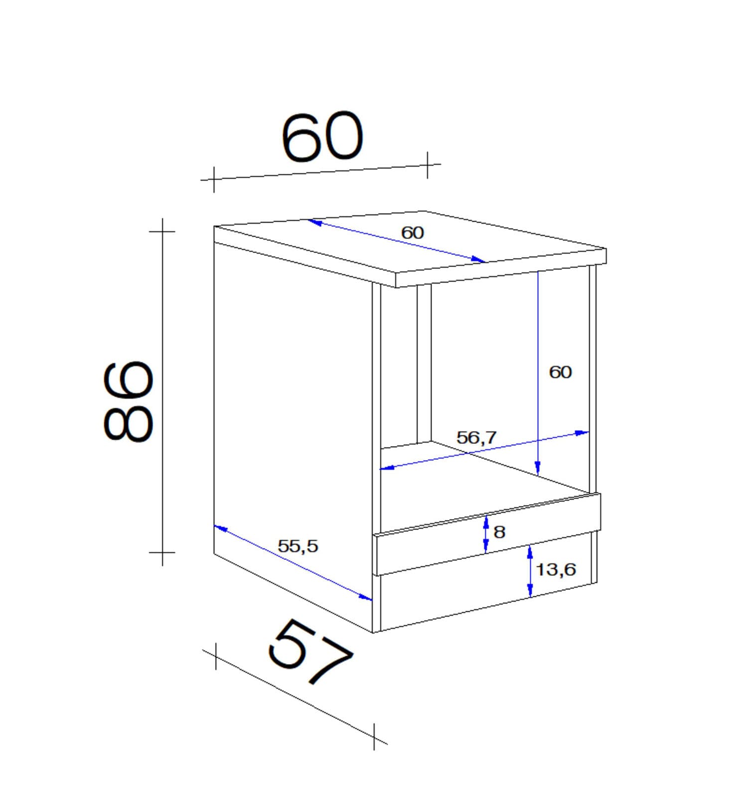 Herdumbauschrank NEO HU60 60 x 86 x 57 cm weiß