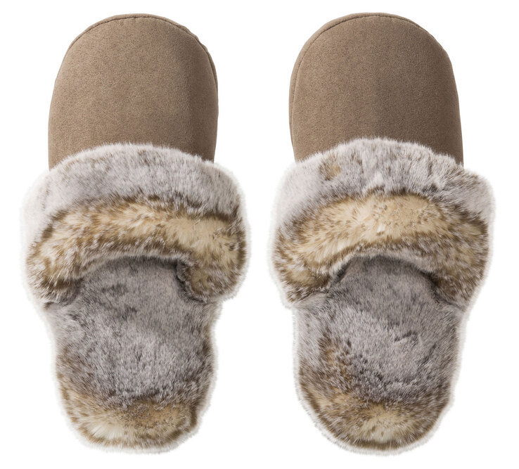 MONDO Felloptik-Hausschuhe FLUFFY-MONDO Größe 37 - 39 greige/taupe