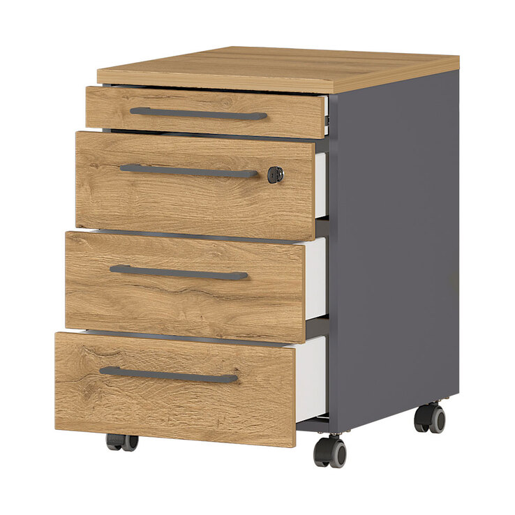 Rollcontainer ISORNO 42 x 61 cm Graphitgrau/ Eiche