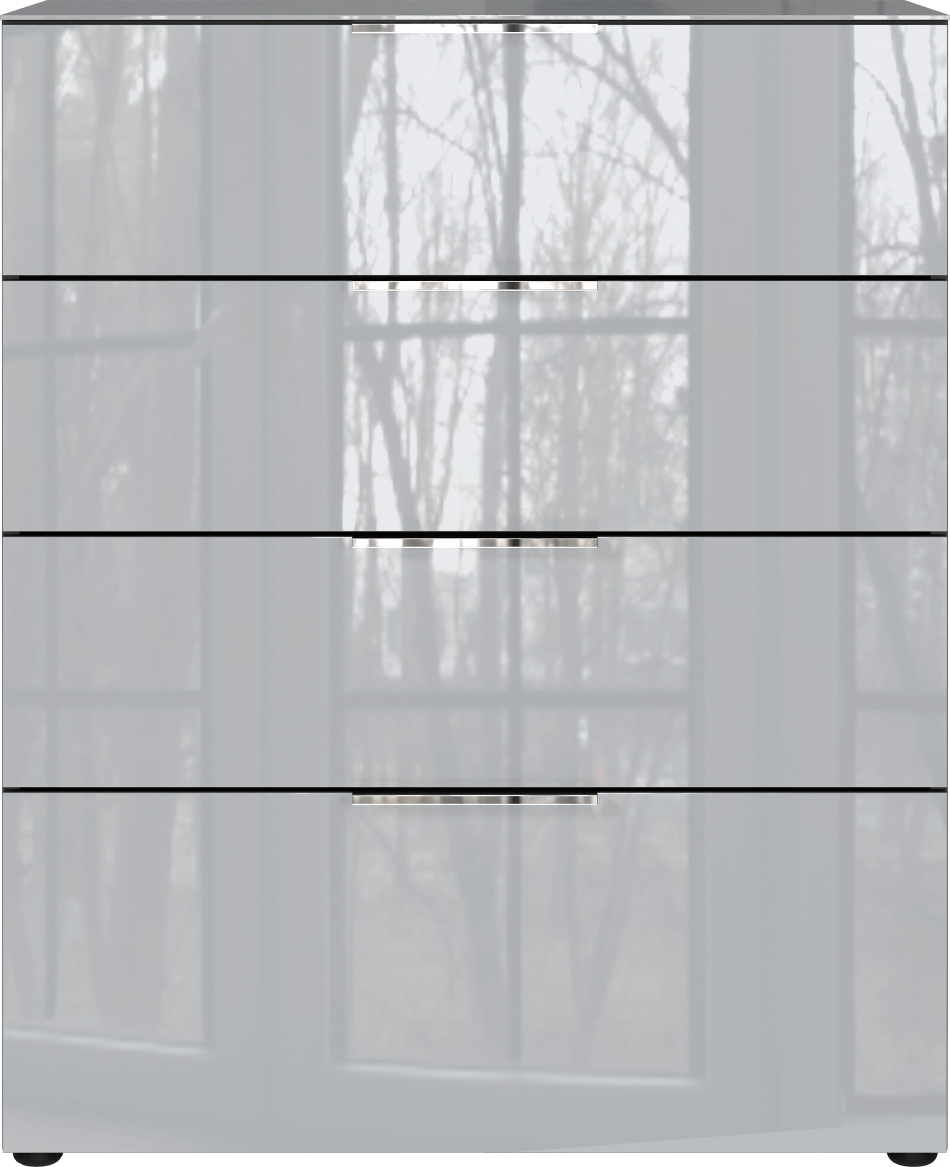 CASAVANTI Kommode OAKLAND 83 x 102 cm Glas Graphit/Silbergrau