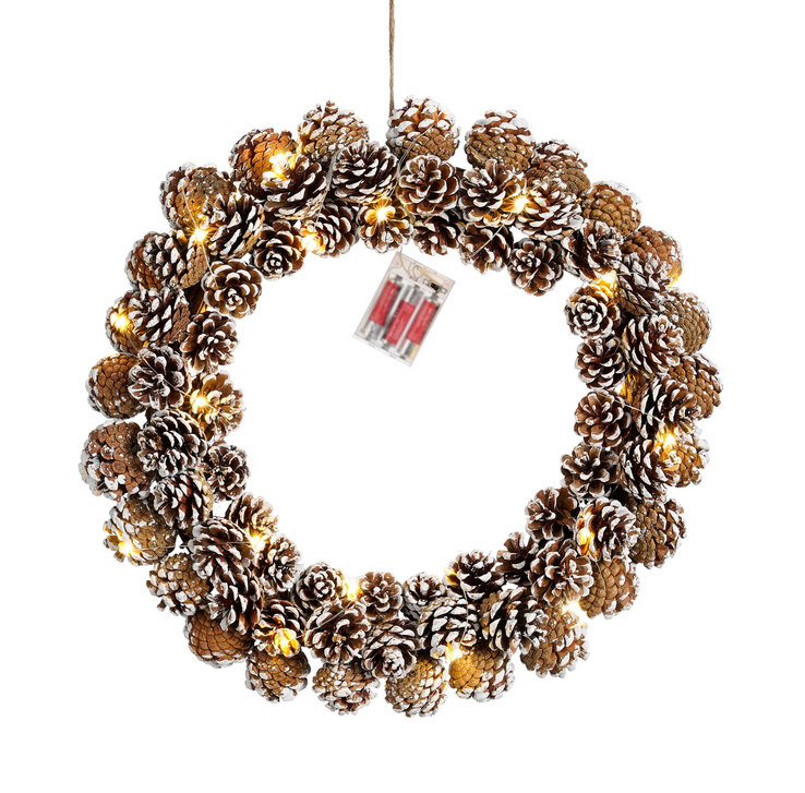 MICA DECORATIONS LED Lichtobjekt Weihnachtskranz 48 cm braun /weiß