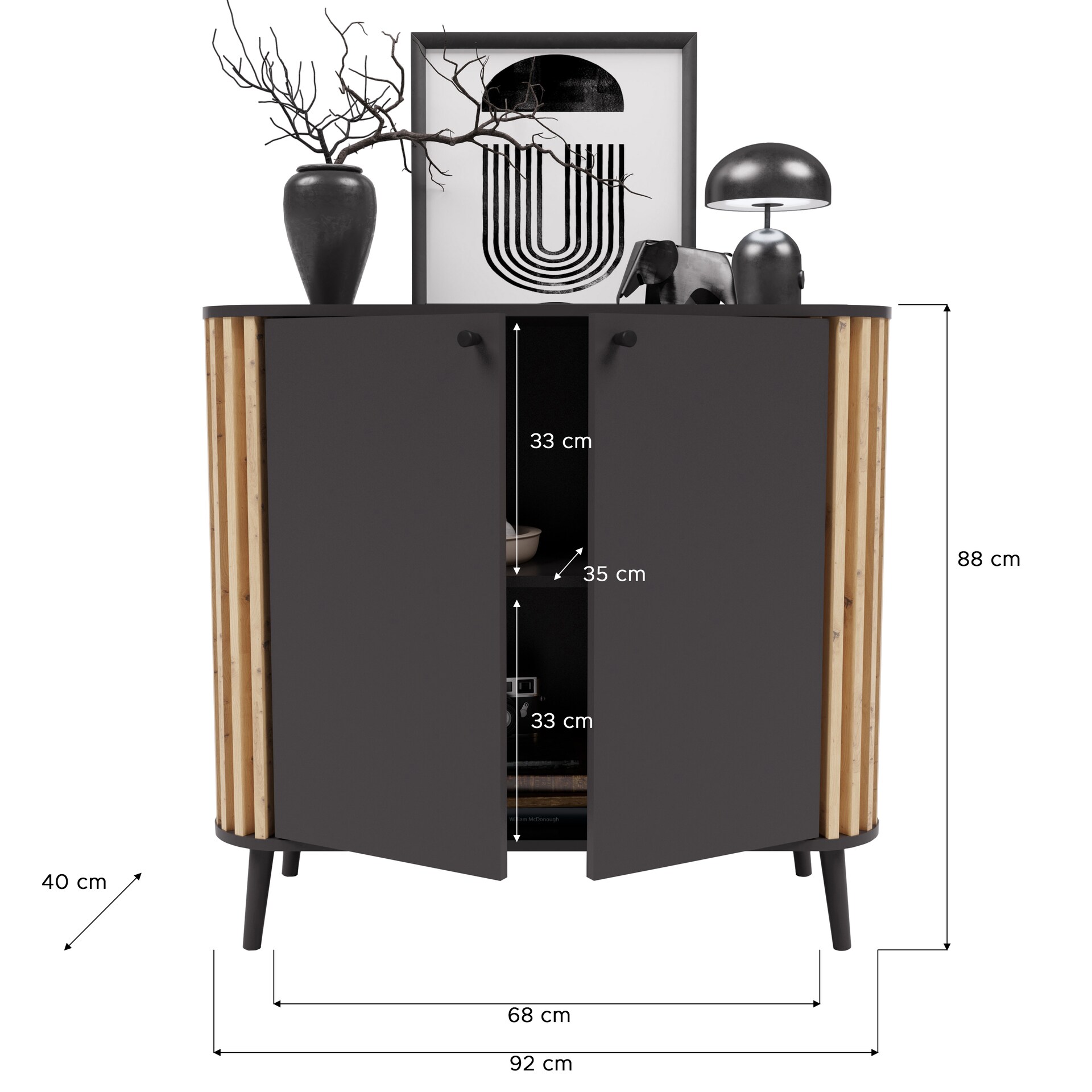 Kommode PURE 92 x 88 cm grau-Dekor/Eiche-Dekor