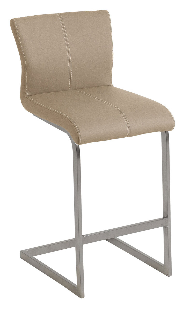 MONDO Barstuhl AMATI 2er Set Edelstahl /Lederlook Taupe