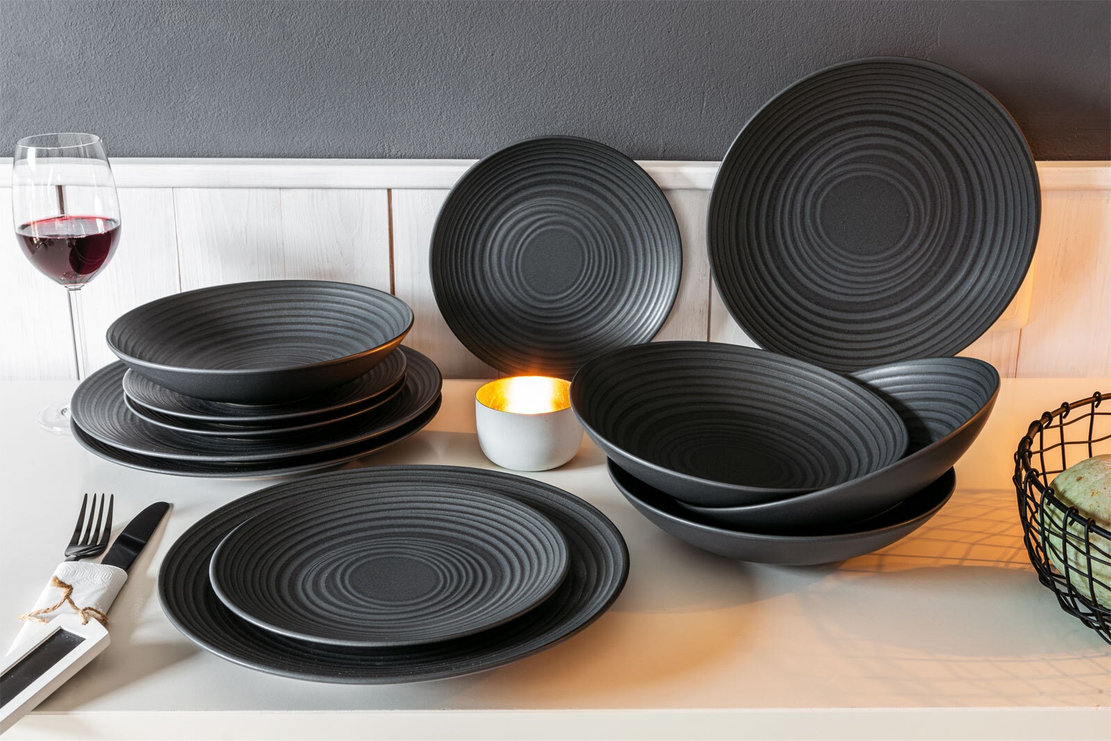 CreaTable Tafelservice Set LAVA STONE 12-teilig