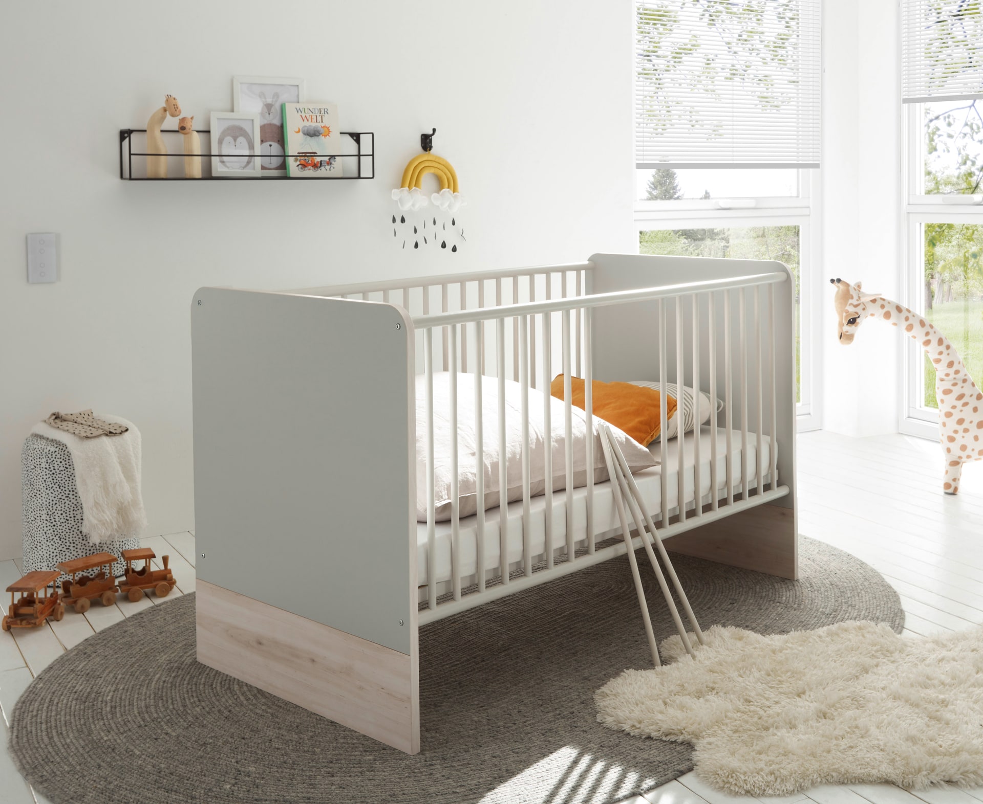 Babybett FIEN grau/ braun