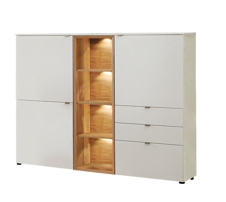 VENJAKOB Highboard ANDIAMO HOME 160 x 139 cm Eiche rustico/ Kristallweiß