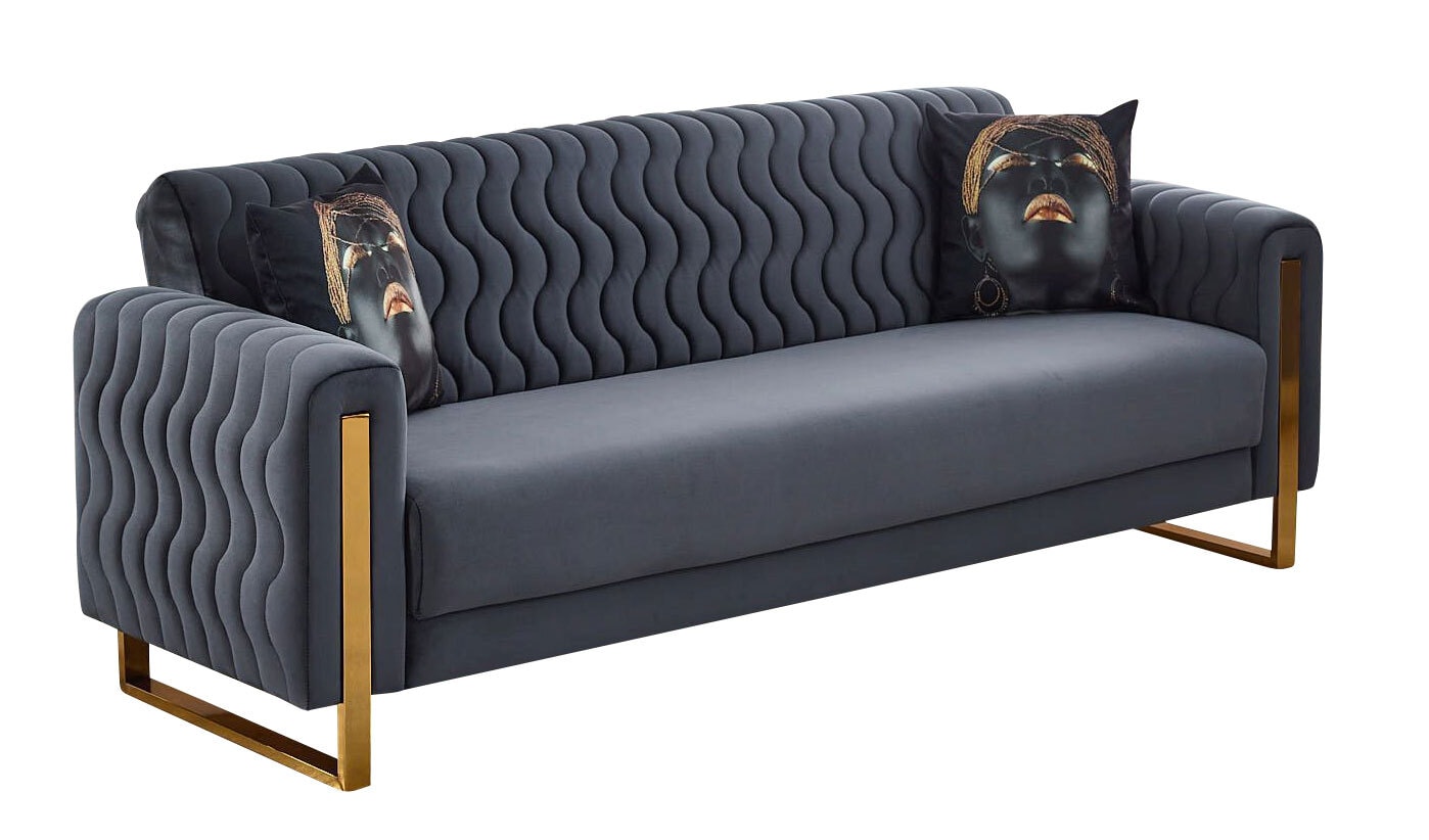 Sofa 3-Sitzer LUANDA grau-blau