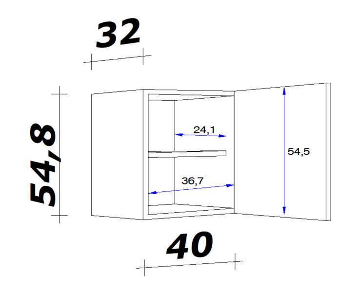 Küchen Hängeschrank AVILA 40 cm Eiche /weiß matt