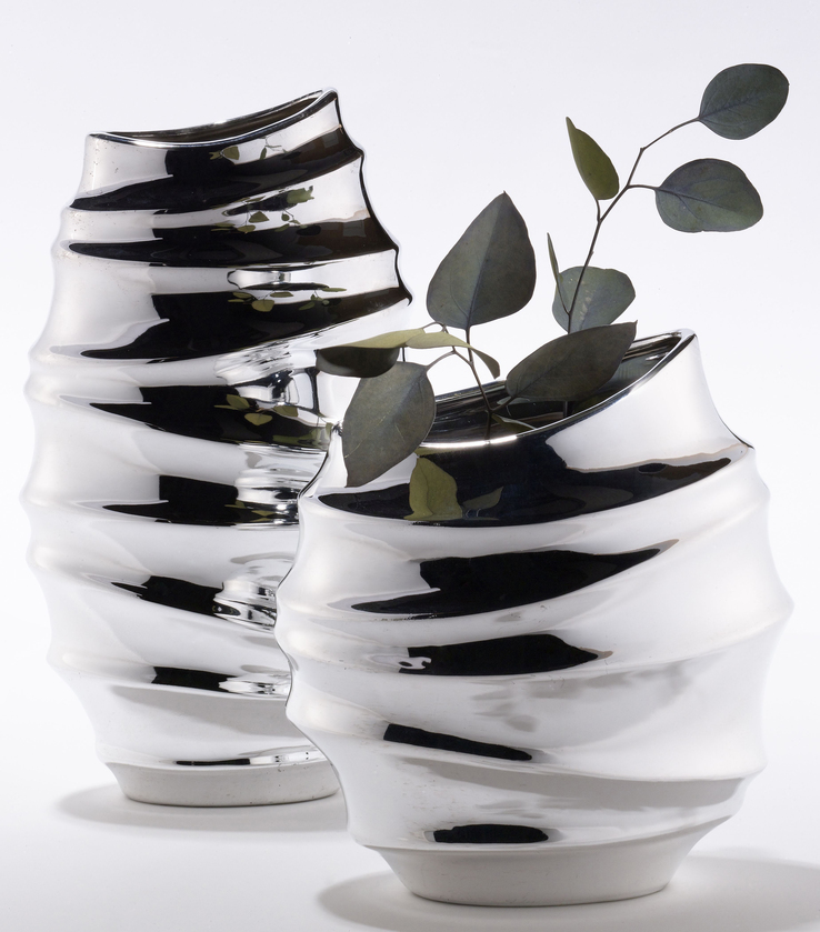 casaNOVA Vase 35,5 cm silberfarbig Hochglanz