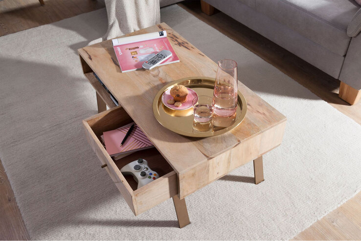 Couchtisch 95 x 50 cm Mango/ goldfarbig