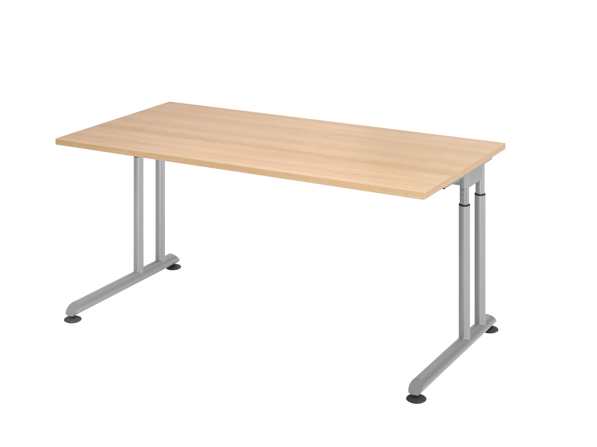 Schreibtisch 160 x 80 cm Eiche/ Silber