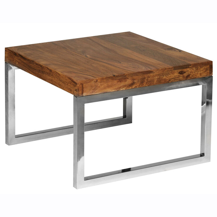 Beistelltisch GUNA 60 x 60 chromfarbig/ Sheesham