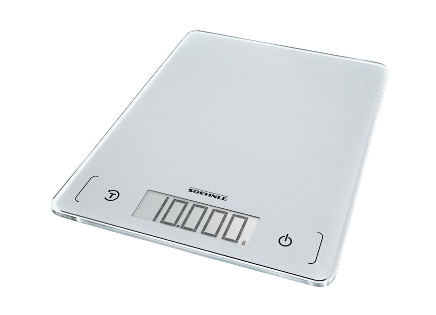 SOEHNLE Digitale Küchenwaage Page Compact 300 Slim 19,1 x 22,9 x 2 cm Glas silber