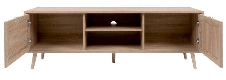 TV-Lowboard BALI 150 x 52 cm Sonoma Eiche/ Rafia Geflecht