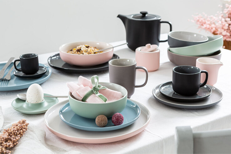 Ritzenhoff & Breker Dessertteller JASPER 6er Set taupebraun/ weiß