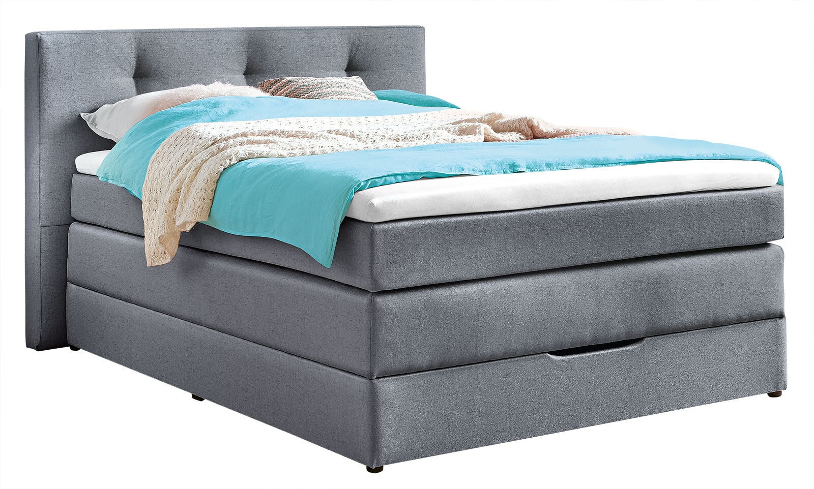 self Boxspringbett FRIEDA 140 x 200 cm silbergrau