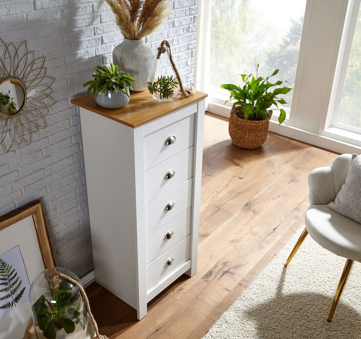Kommode 53 x 114 cm weiß/ braun