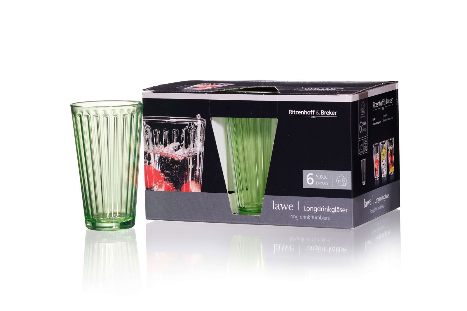 Ritzenhoff & Breker Longdrinkglas LAWE 6er Set grün