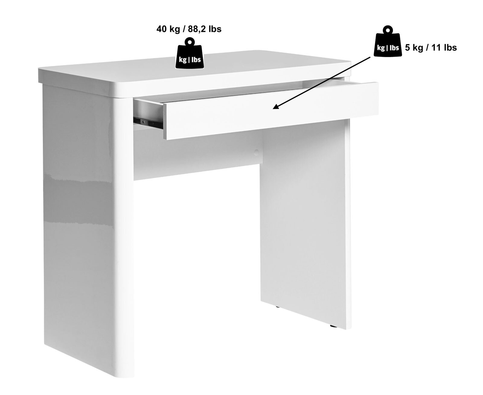 Schreibtisch CU-LIBRE 79 x 76 cm weiß