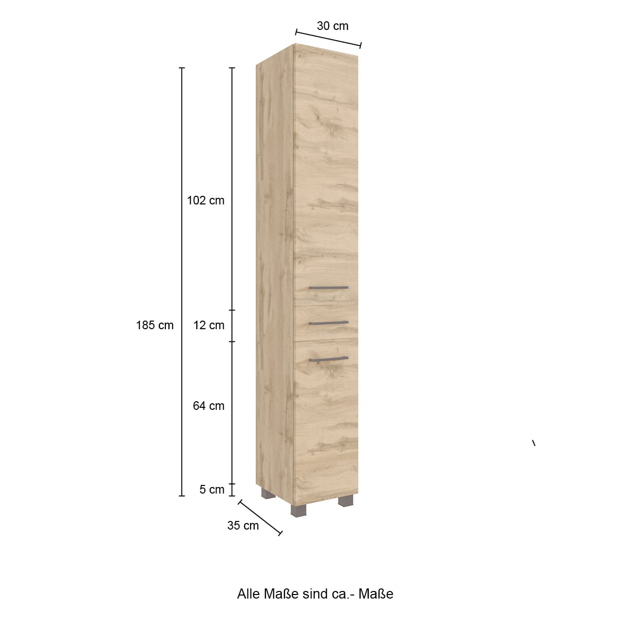 Bad-Seitenschrank LIMBURG braun 30cm