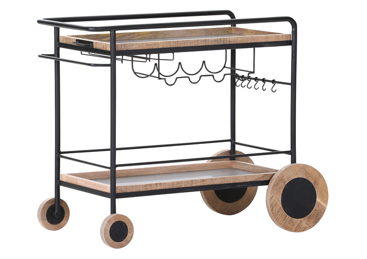 INTERhome Servierwagen ALTEA 100 x 80 cm Mango massiv natur sägerau lackiert