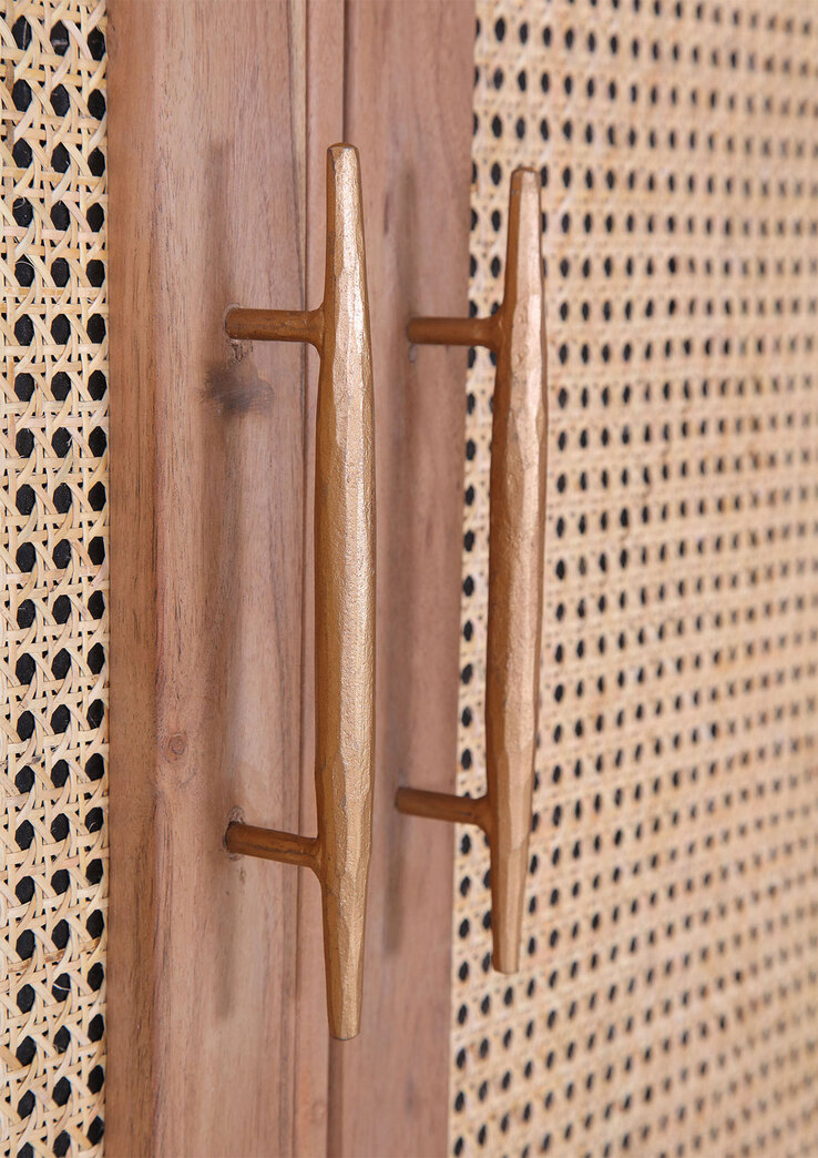 INTERhome Schrank STRANGE 100 x 180 cm Akazie massiv/goldfarbig