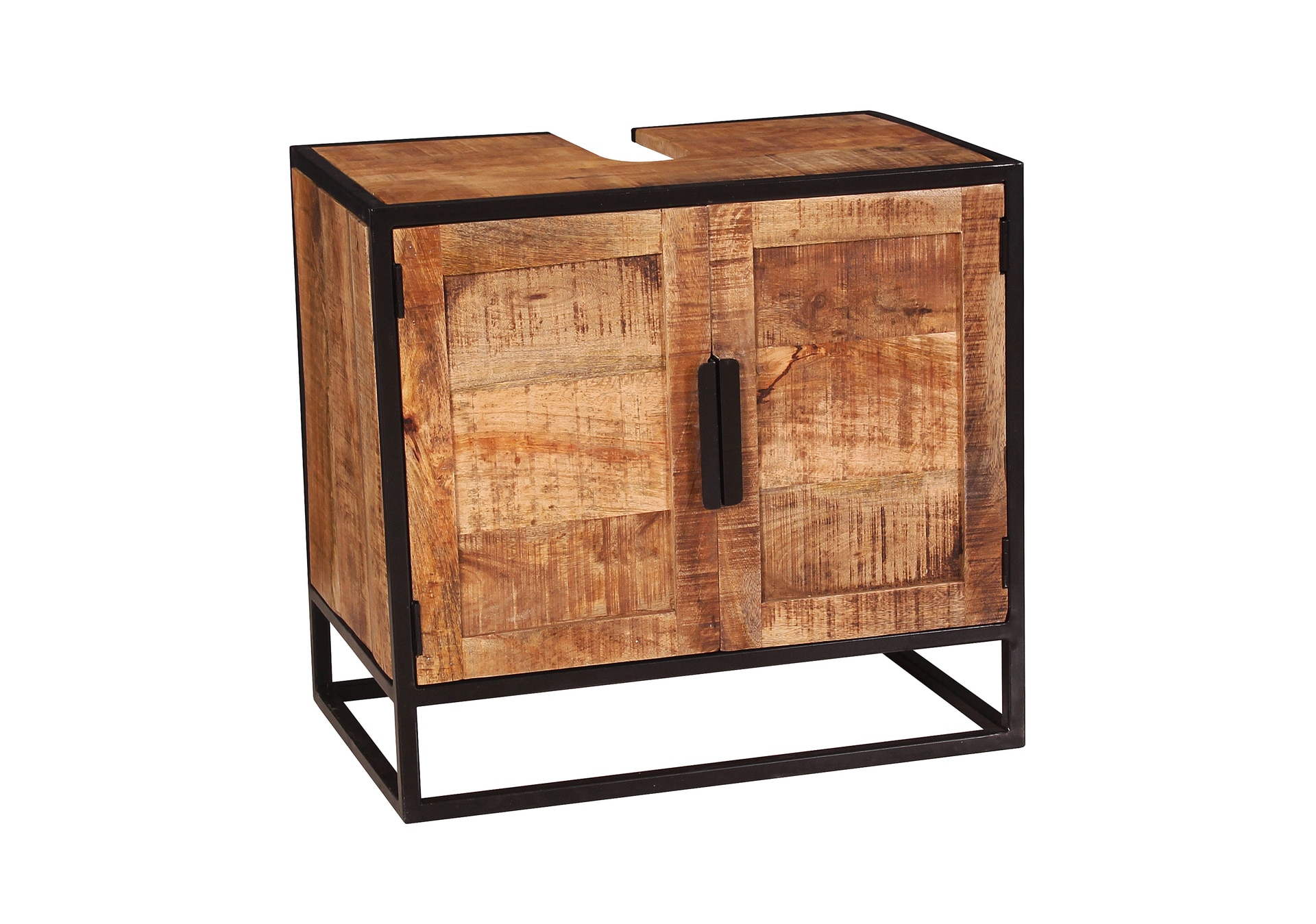 Waschbeckenunterschrank 67 x 62 cm Mangoholz natur/schwarz