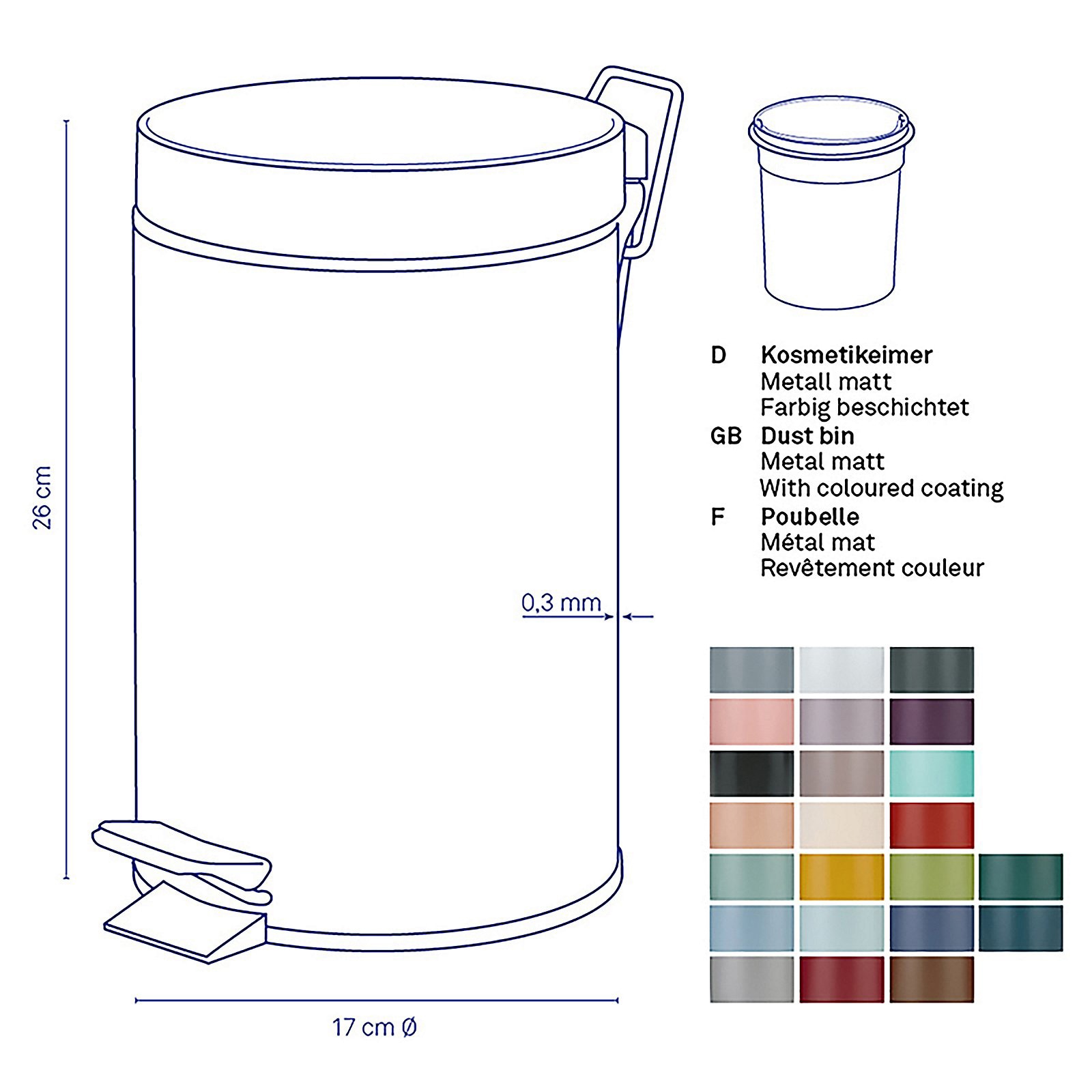 kela Kosmetikeimer MONACO 3 l Metall beige 