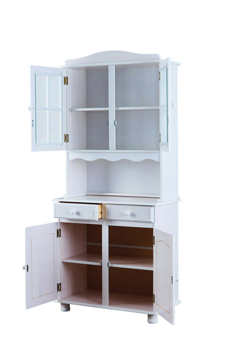 Buffet ADRIAN 88x198x43 cm Massivholz Kiefer weiß