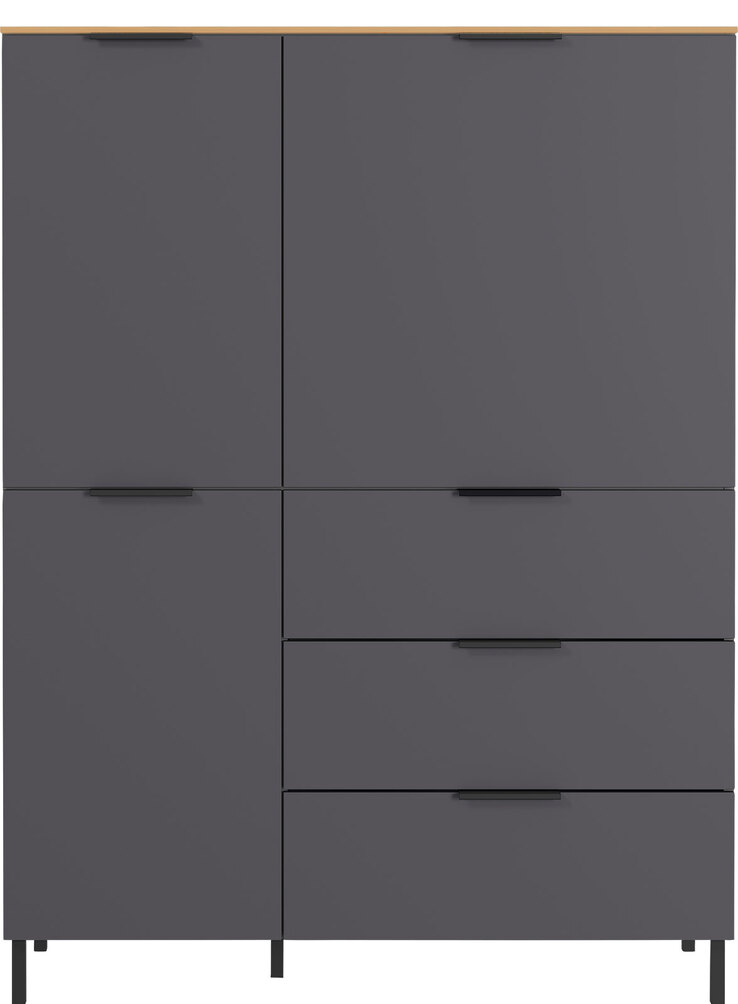 Highboard CALIFORNIA Graphit/ Navarra-Eiche