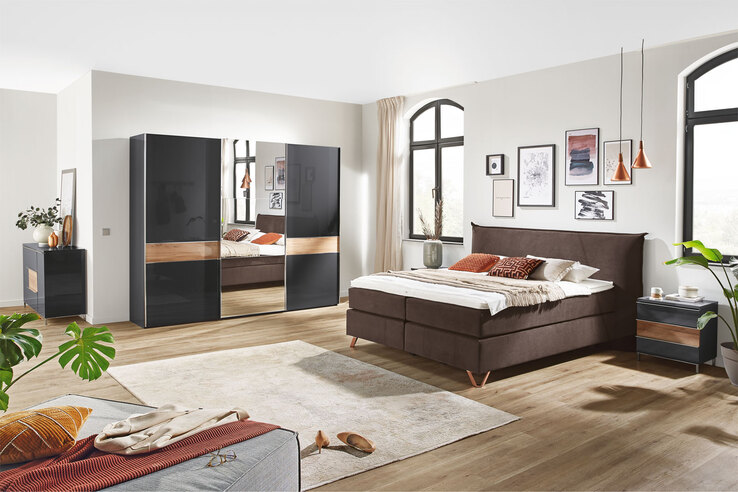 Ole Gunderson Bett FENSON OSLO 180 x 200 cm Textil dunkelbraun