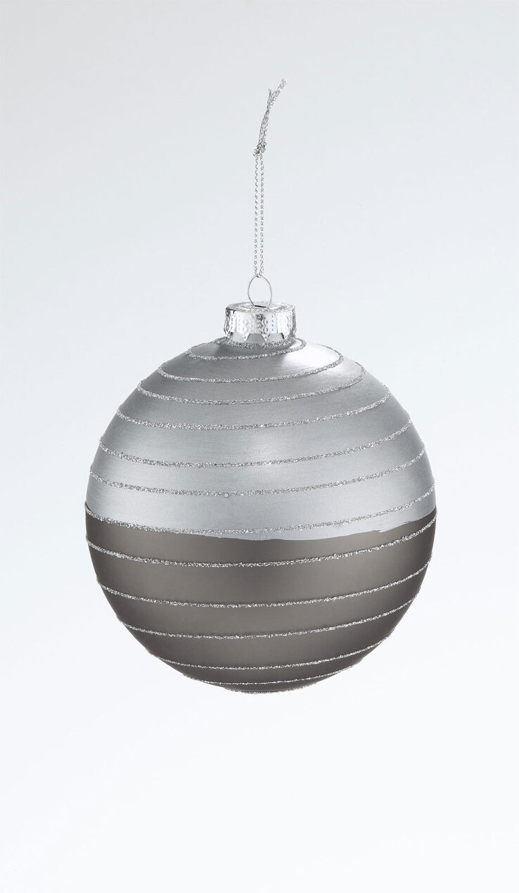 casaNOVA Weihnachtskugel MITTERNACHT 10 cm grau /silberfarbig