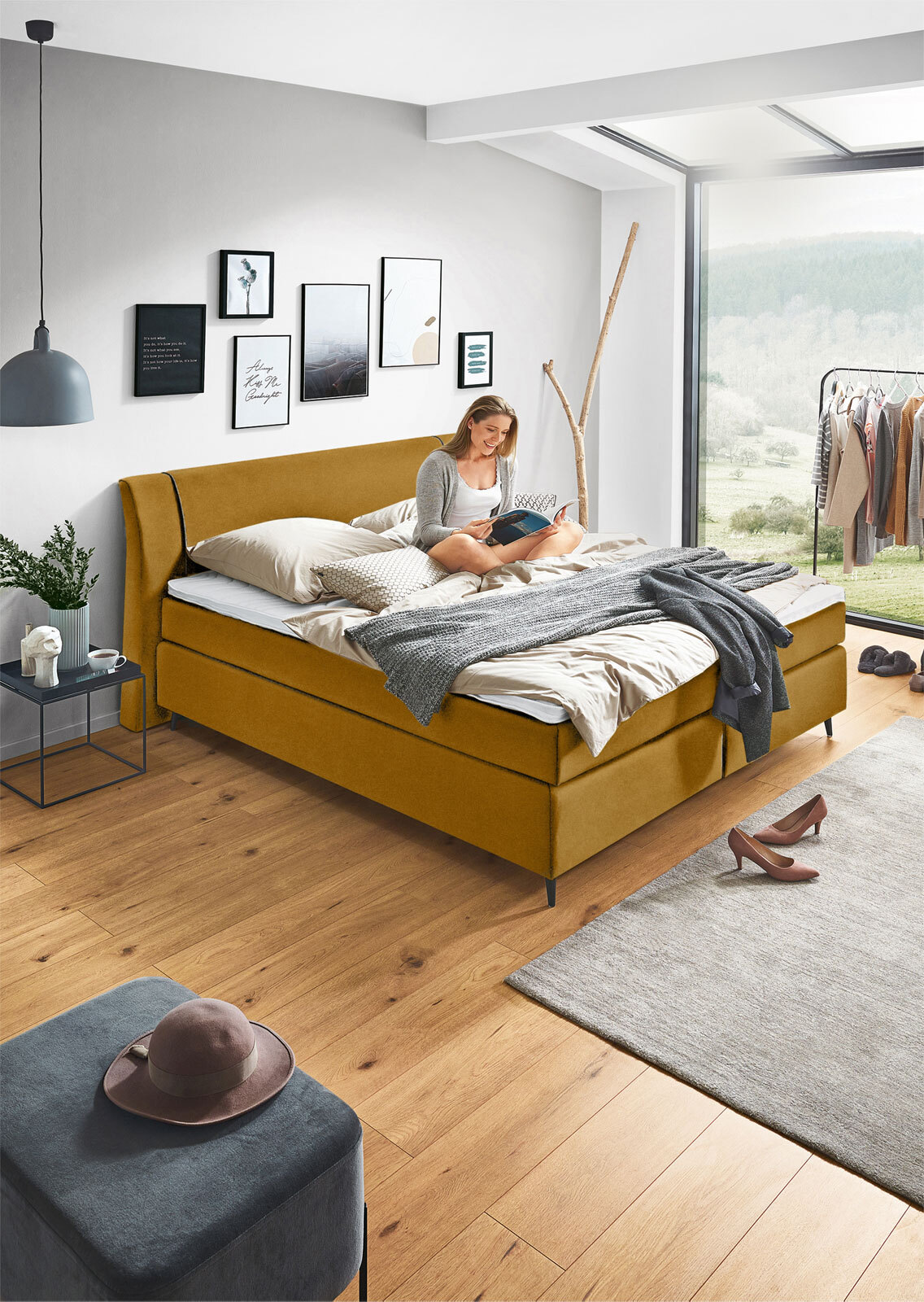 Ole Gunderson Boxspringbett FENTISSIMO TOPMOTION VI NV 180 x 200 Seven Ocre gelb