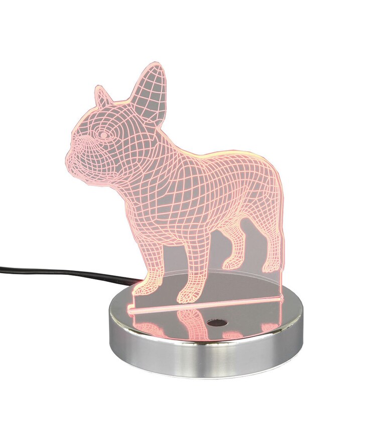 RL LED Tischlampe DOG 1-flg 17 cm Acryl chromfarbig