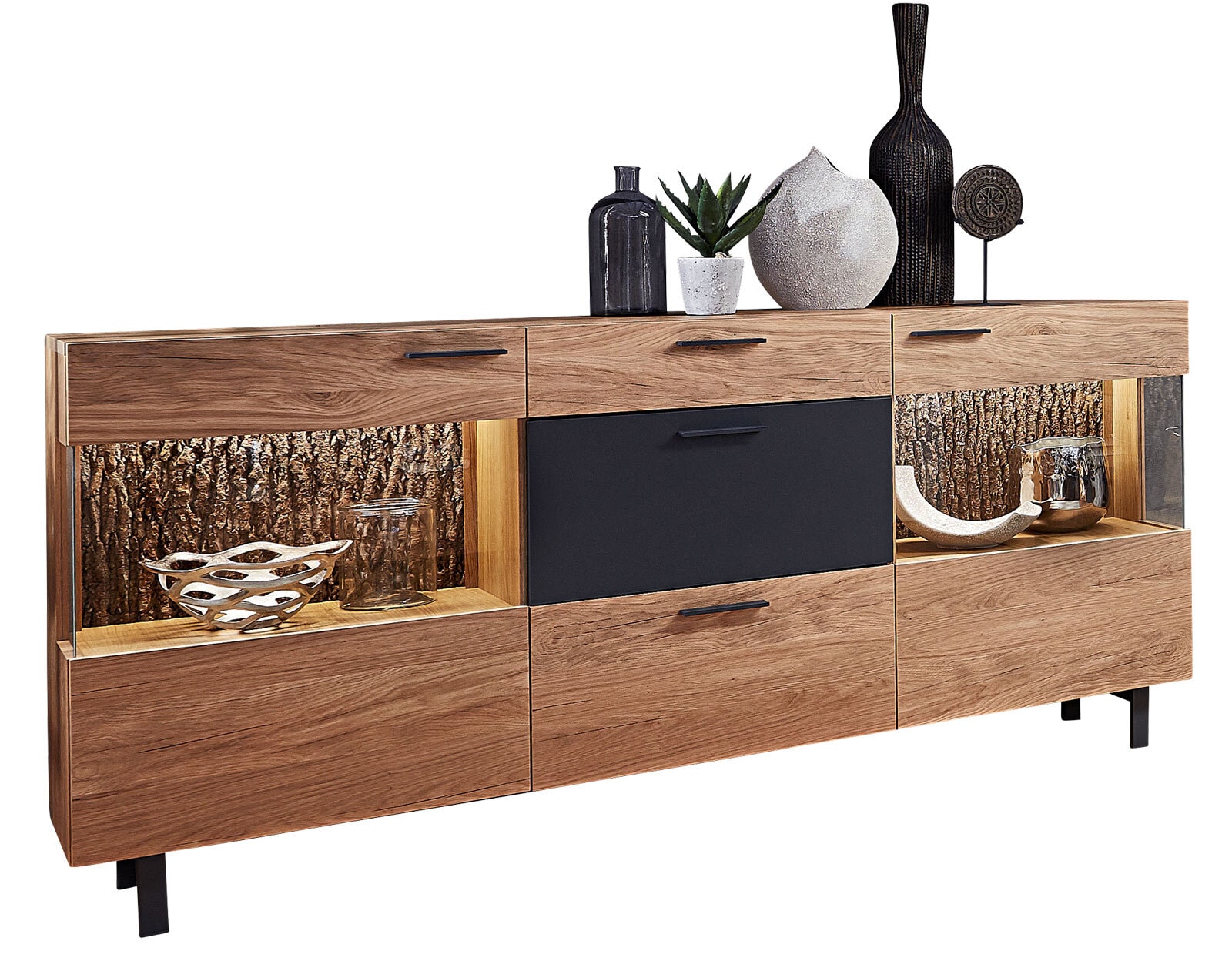 MONDO Sideboard SORELLA 192 cm Alteiche /anthrazit