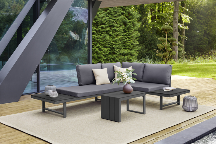 Garden FLAIR Living Gartenlounge BASEL A 3-teilig grau