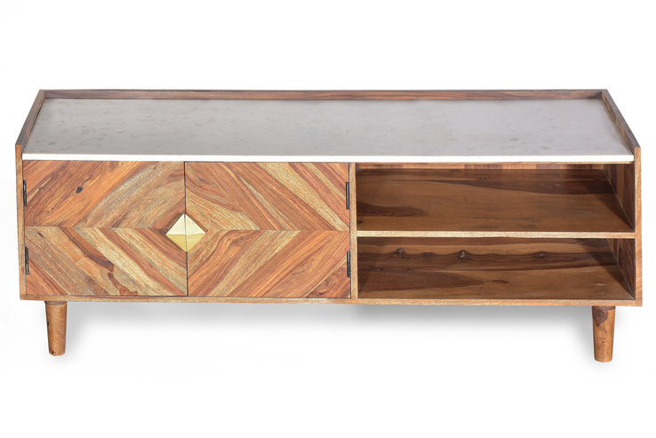 Lowboard 140 x 55 cm Akazie/Marmor