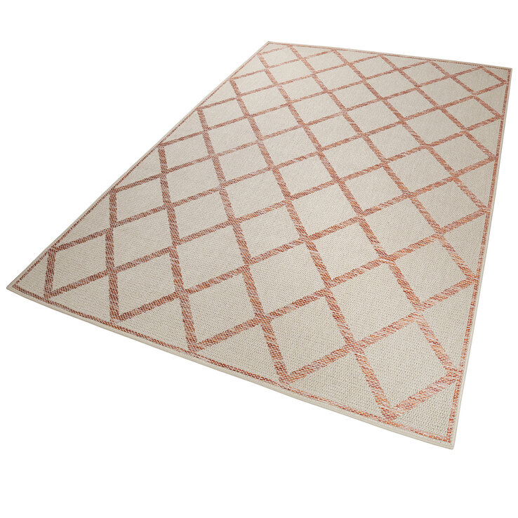 ESPRIT Outdoorteppich RHOMB 160 x 225 cm beige/rot