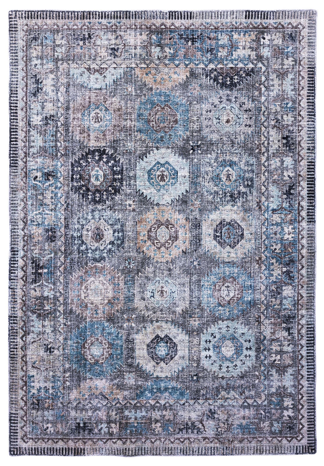 Vintage-Teppich COLORADO LOOM 90 x 160 cm grau/mehrfarbig