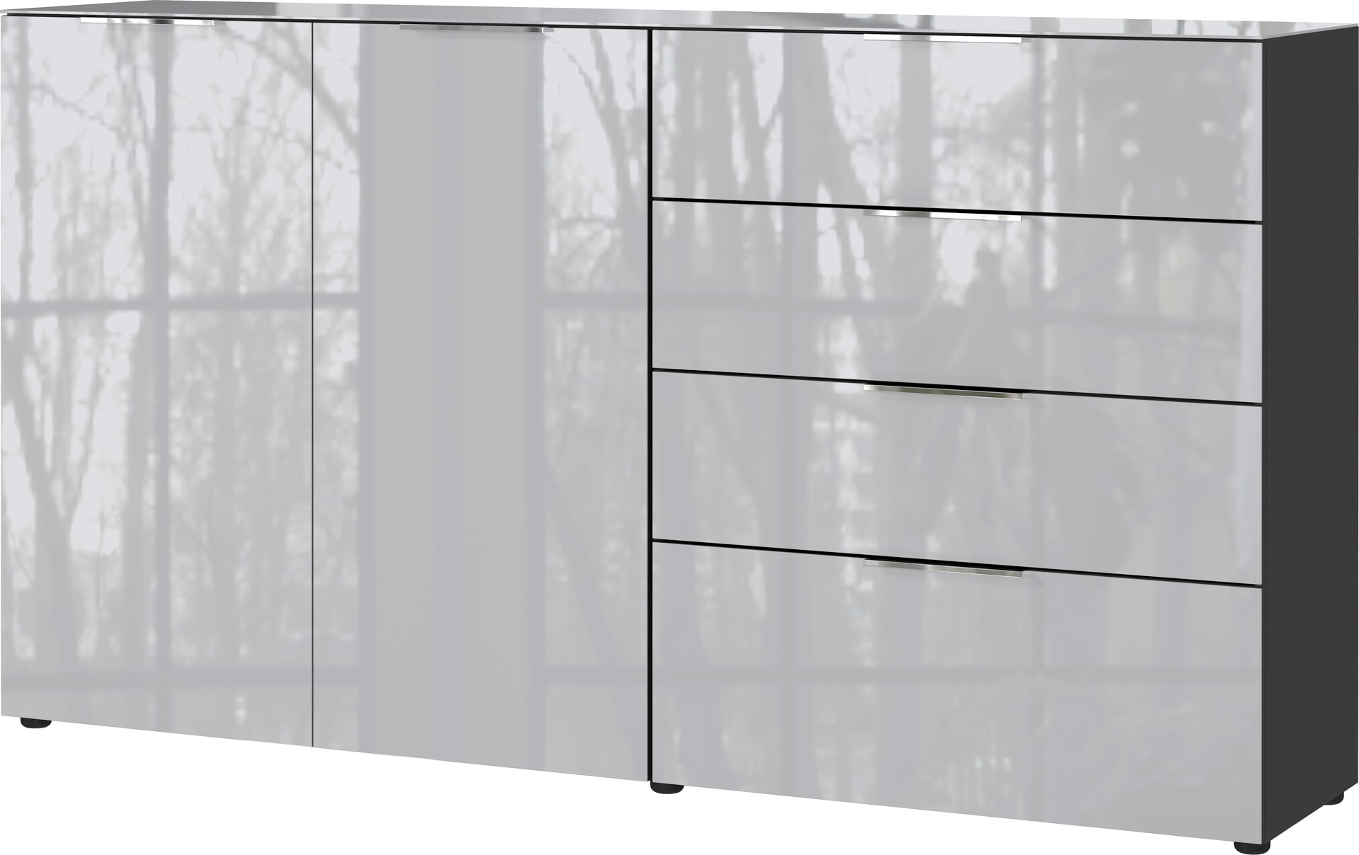 Sideboard OAKLAND 184 x 102 cm Glas graphit/silbergrau