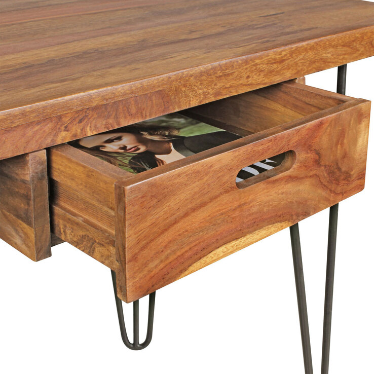 Schreibtisch mit Schublade 130 x 76 cm Braun Schwarz